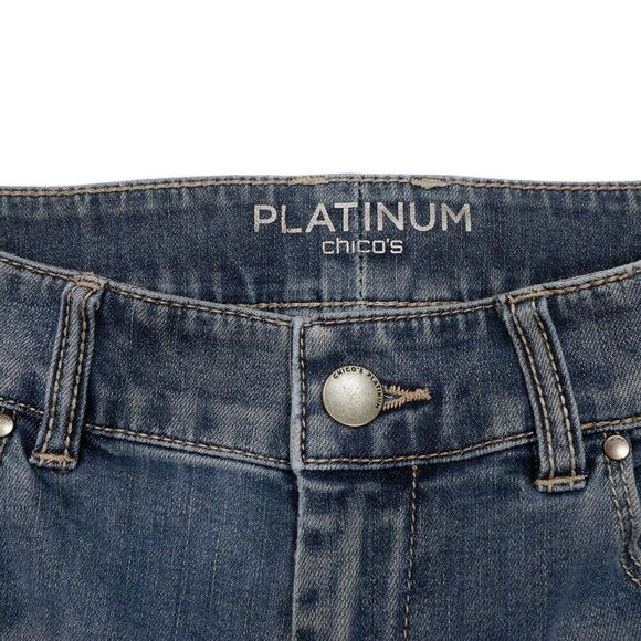 Chicos Slim Leg Jeans Size 00 (2) Womens Medium Wash Blue Denim Stretch 27x26 - Picture 12 of 13